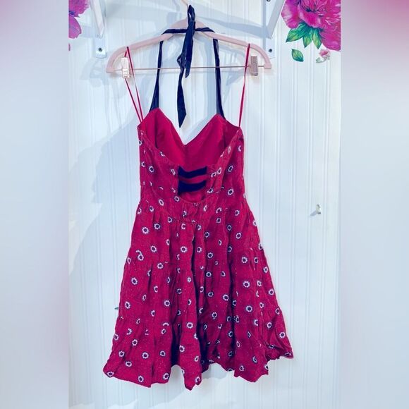 Free People Red and White Sleeveless Sundress Sz 4 - Picture 5 of 7